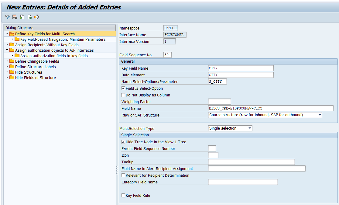 Add key field country
