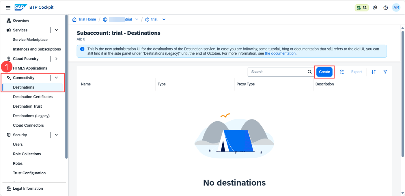 Create CAS Destination 1