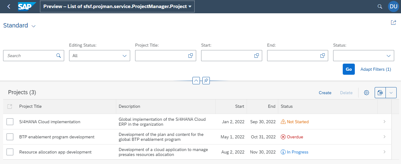 Figure 4 – Fiori Preview