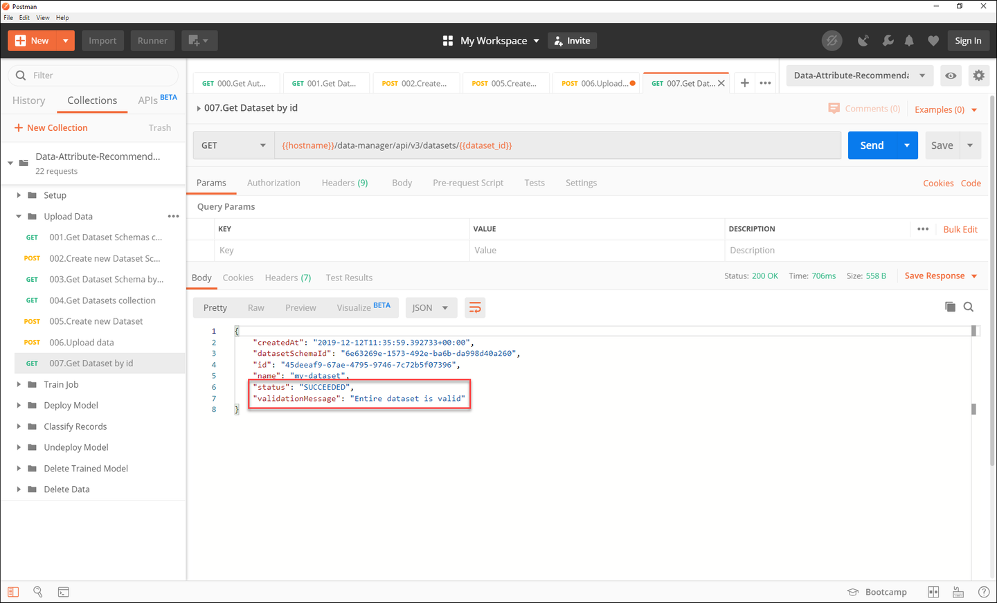 Get Dataset Response