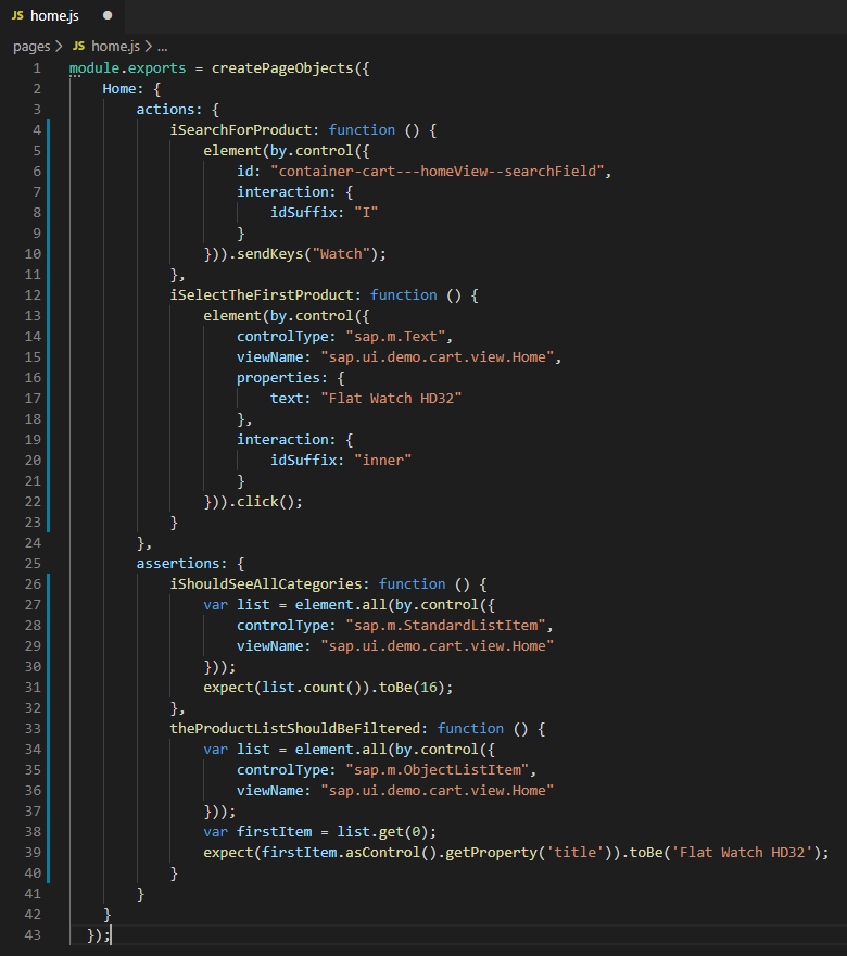 Page Object for Home Screenshot