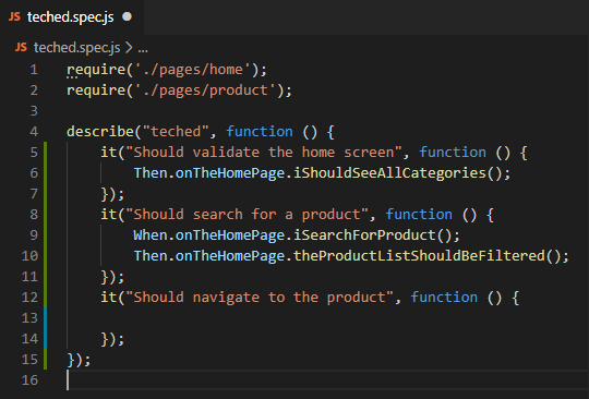 Skeleton of Product Search Test