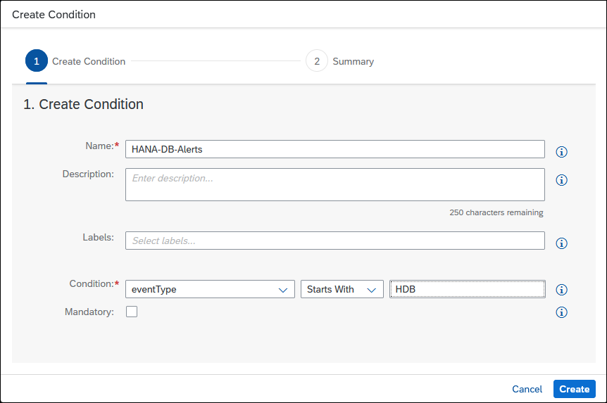 create condition details
