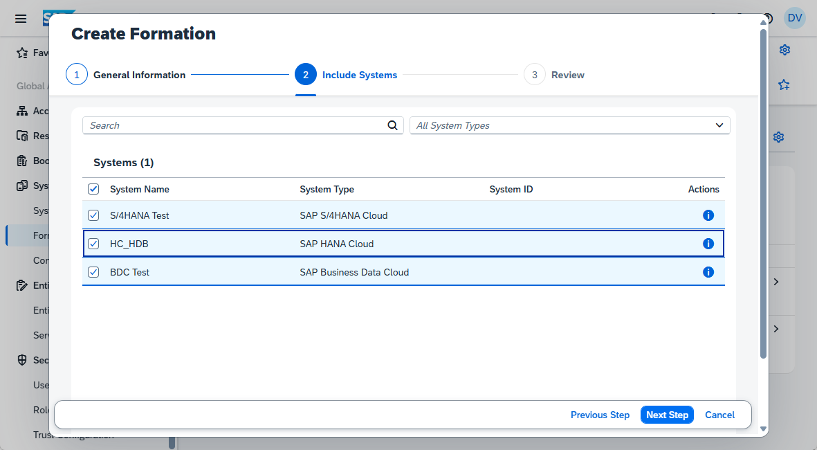 Step 2 of create formation