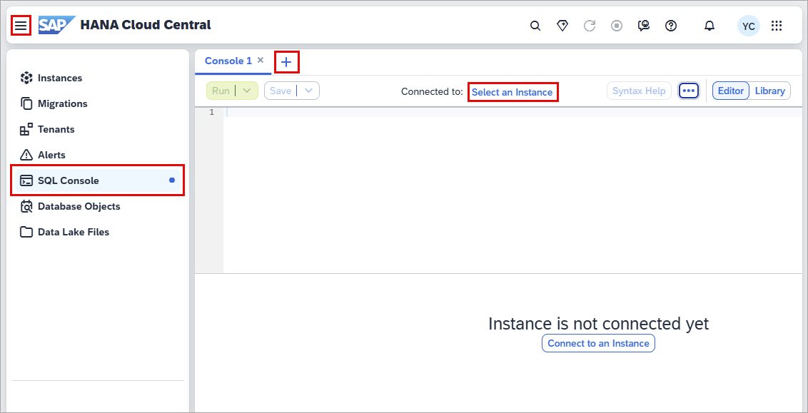 open SQL console