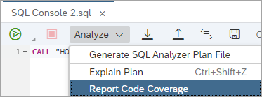 Report Code Coverage menu