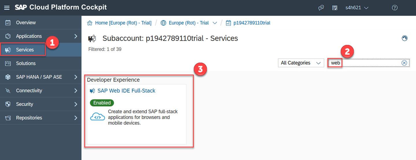 Locate SAP Web IDE