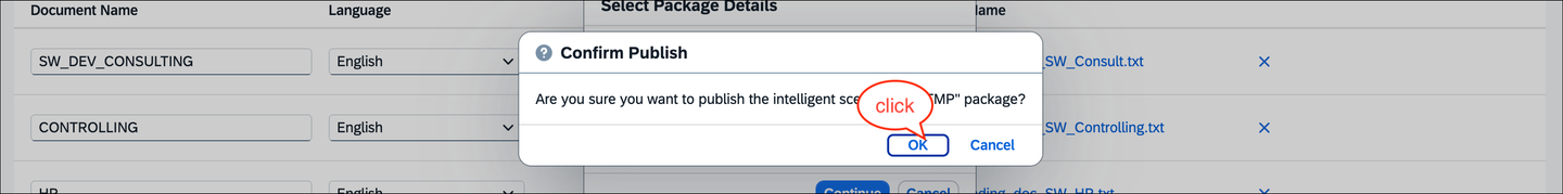 Confirm to publish the intelligent scenario