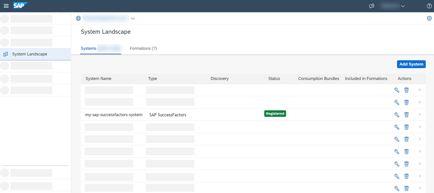 Check if the status of the SAP System has changed to Registered.