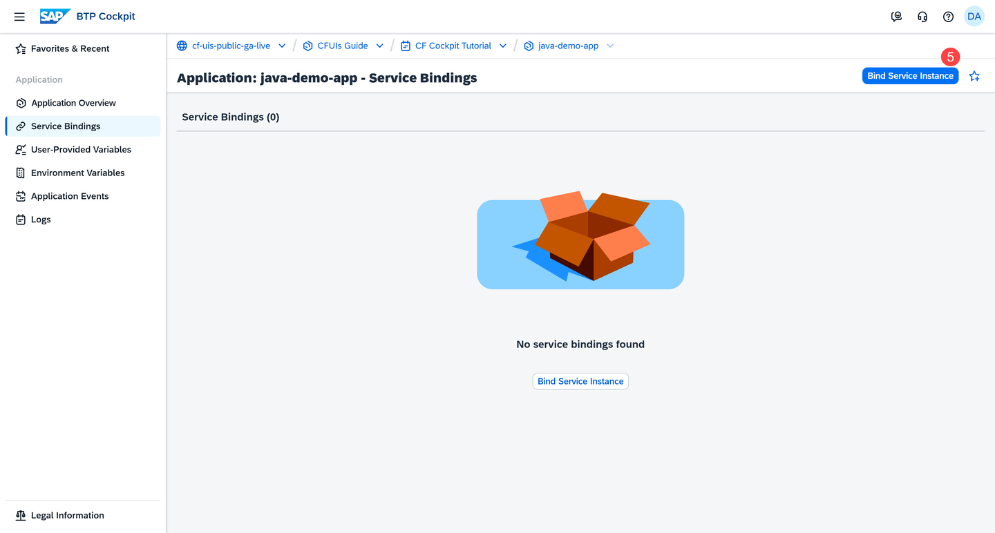 Choose Bind Service Instance