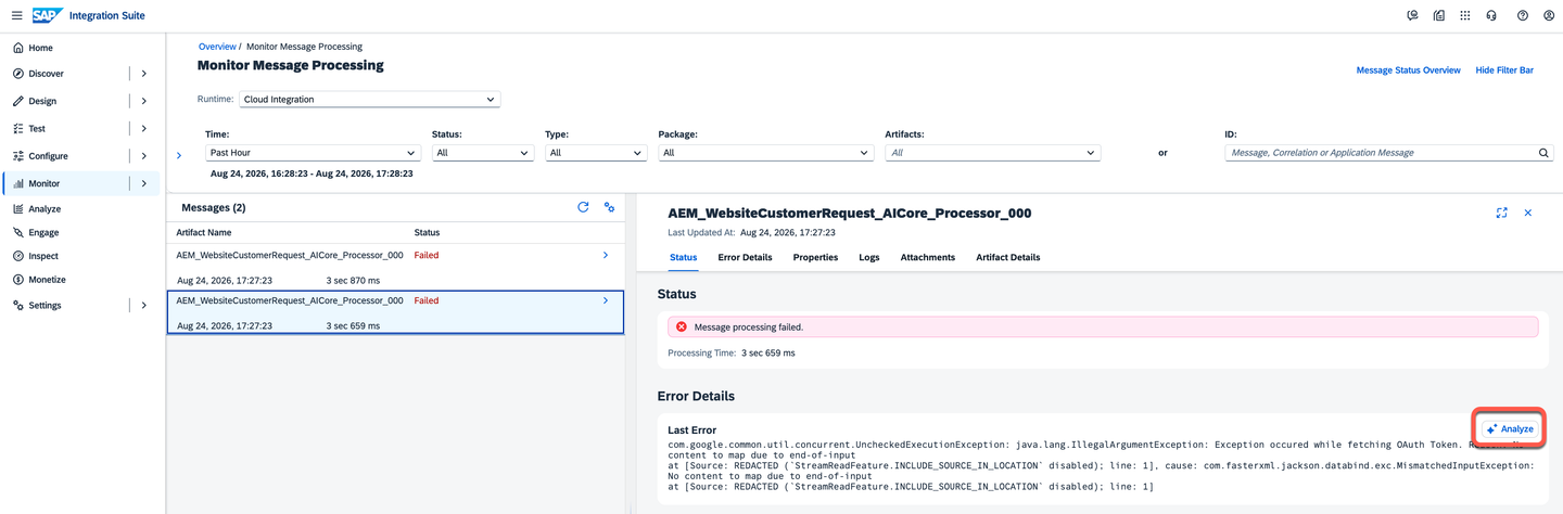 Trigger AI-assisted error resolution