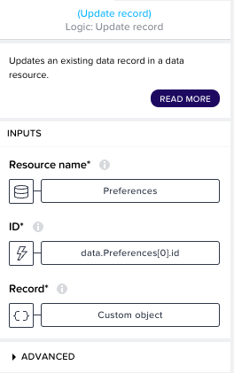 Update record flow function setup