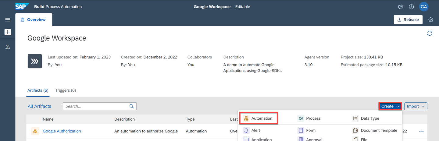 Create Automation
